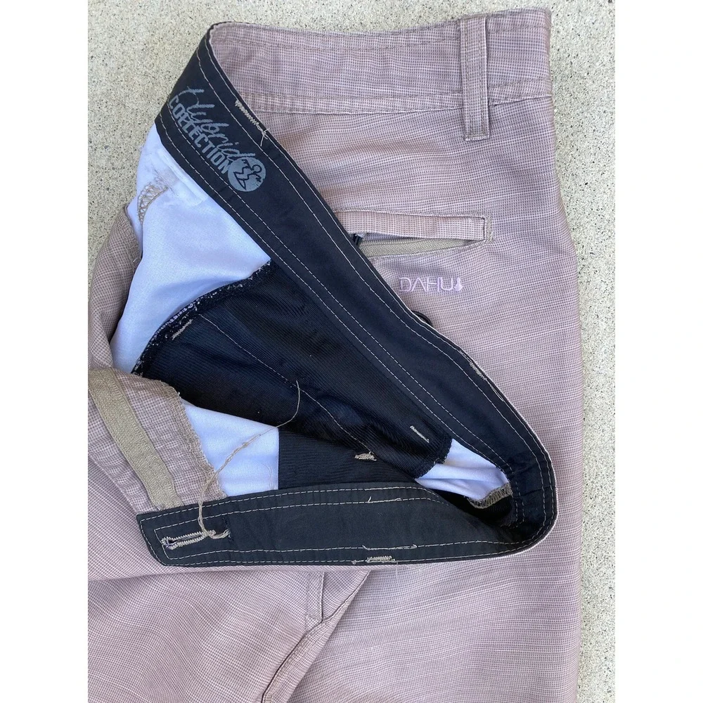 Men's DaHui Beige Hybrid Board Shorts No SIZE Slash Pocket Zip Surf Sun RN127725